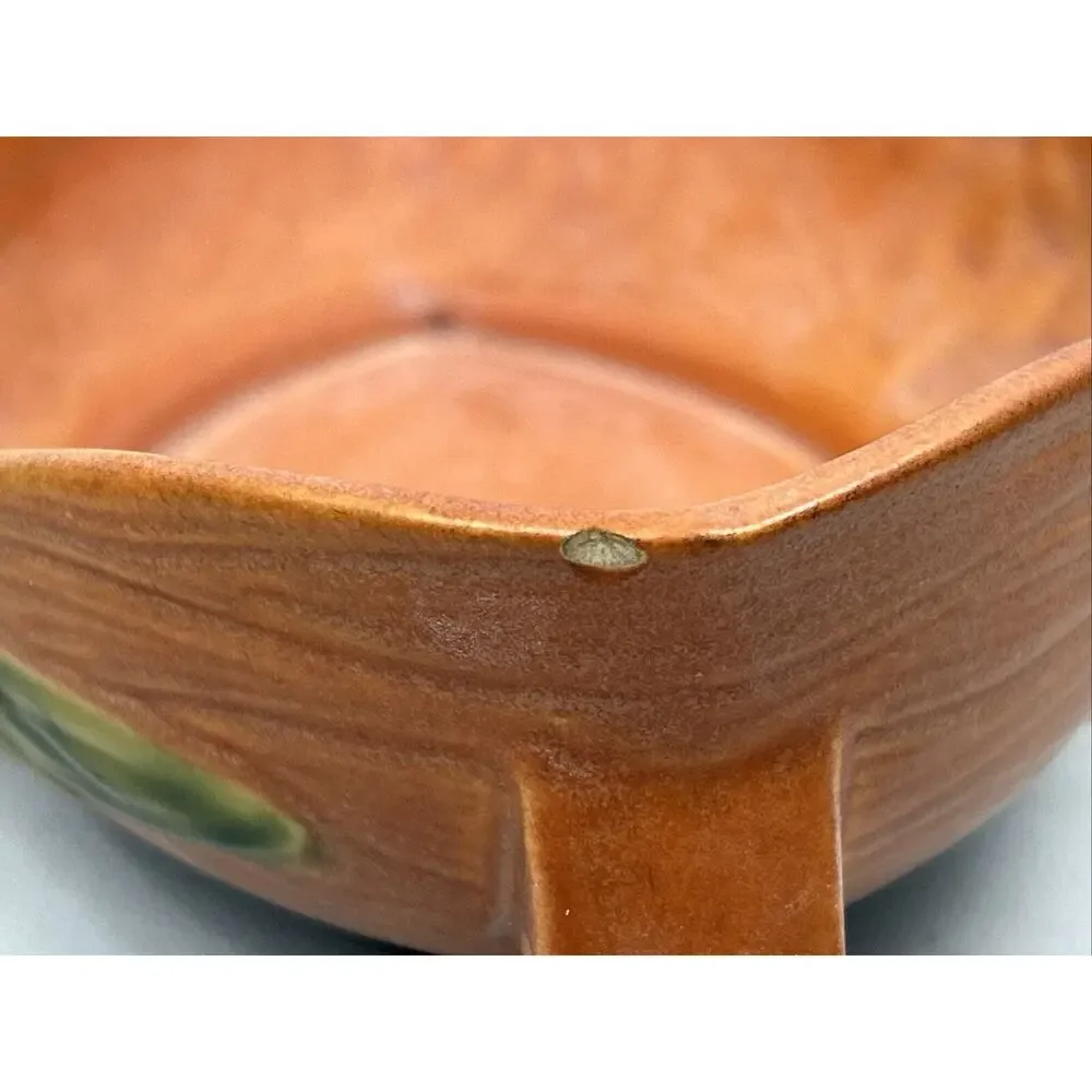 Vintage Roseville Pottery Console‎ Bowl Water Lily Brown 443-12 USA Beauty